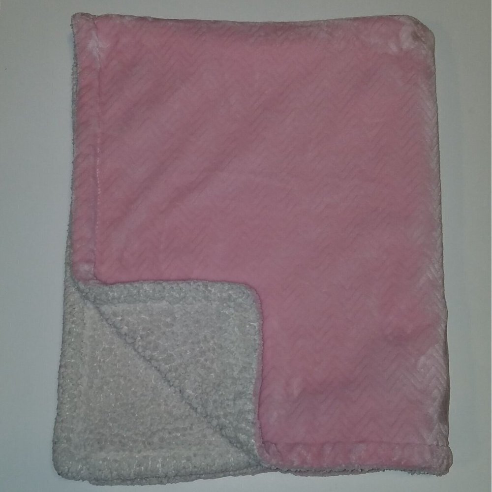 Pink White Embossed Chevron Baby Blanket Lovey Walmart Girl Fleece Sherpa Soft